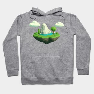 Floating 3D low poly island Hoodie